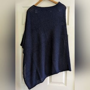 Beyond Threads | navy blue poncho | 100% baby alpaca wool